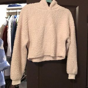 fuzzy cropped hoodie